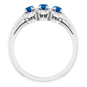 Sterling Silver Natural Blue Sapphire & 1/8 CTW Natural Diamond Ring