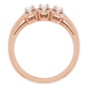 14K Rose Gold Natural White Sapphire & 1/8 CTW Natural Diamond Ring