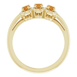 14K Yellow Gold Natural Citrine & 1/8 CTW Natural Diamond Ring