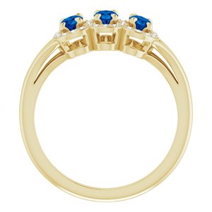 14K Yellow Gold Natural Blue Sapphire & 1/8 CTW Natural Diamond Ring