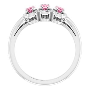 Sterling Silver Natural Pink Tourmaline & 1/8 CTW Natural Diamond Ring