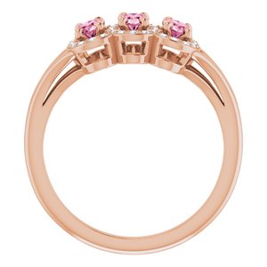 14K Rose Gold Natural Pink Tourmaline & 1/8 CTW Natural Diamond Ring