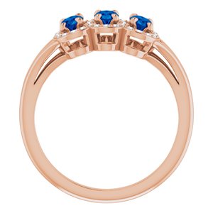 14K Rose Gold Natural Blue Sapphire & 1/8 CTW Natural Diamond Ring