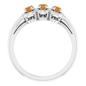 Sterling Silver Natural Citrine & 1/8 CTW Natural Diamond Ring