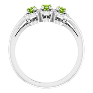 14K White Gold Natural Peridot & 1/8 CTW Natural Diamond Ring