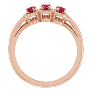 14K Rose Gold Lab-Grown Ruby & 1/8 CTW Natural Diamond Ring