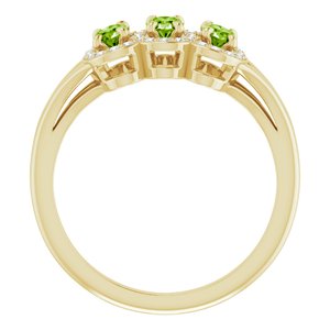 14K Yellow Gold Natural Peridot & 1/8 CTW Natural Diamond Ring
