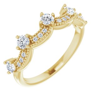 14K Yellow Gold 1/2 CTW Diamond Crown Ring