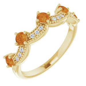 14K Yellow Gold Natural Citrine & .05 Natural Diamond Crown Ring
