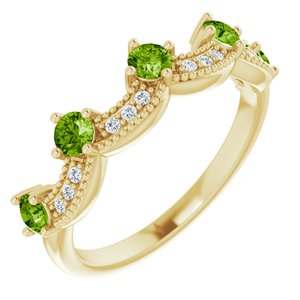 14K Yellow Gold Natural Peridot & .05 Natural Diamond Crown Ring