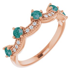 14K Rose Gold Lab-Grown Alexandrite & .05 Natural Diamond Crown Ring