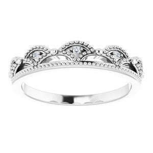 14K White Gold .04 CTW Natural Diamond Crown Ring