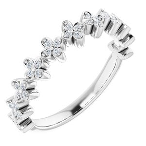 Sterling Silver 1/6 CTW Natural Diamond Stackable Clover Ring