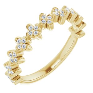 14K Yellow Gold 1/6 CTW Natural Diamond Stackable Clover Ring
