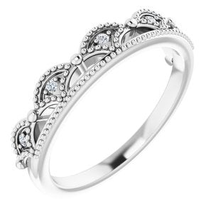 Platinum .04 CTW Natural Diamond Crown Ring