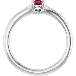 Sterling Silver Imitation Ruby Youth Solitaire Ring