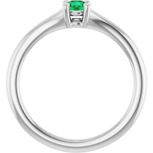 Sterling Silver Imitation Emerald Youth Solitaire Ring