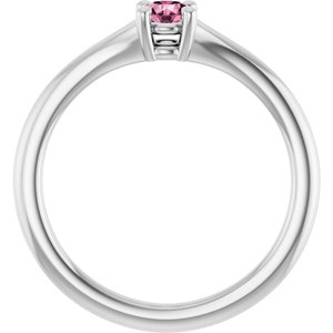 14K White Gold Natural Pink Tourmaline Youth Solitaire Ring