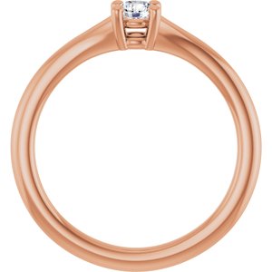 14K Rose Gold Natural White Sapphire Youth Solitaire Ring