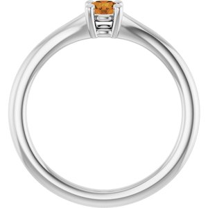 Sterling Silver Imitation Citrine Youth Solitaire Ring