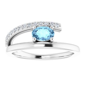Platinum Natural Aquamarine & 1/8 CTW Natural Diamond Ring