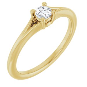 14K Yellow Gold 1/10 CT Natural Diamond Youth Solitaire Ring