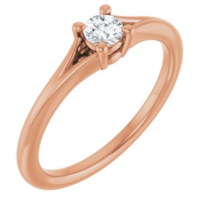 14K Rose Gold Natural White Sapphire Youth Solitaire Ring