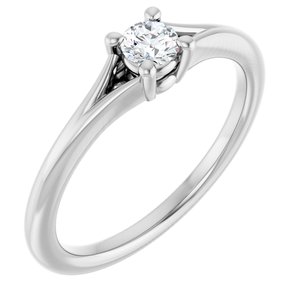 14K White Gold Natural White Sapphire Youth Solitaire Ring