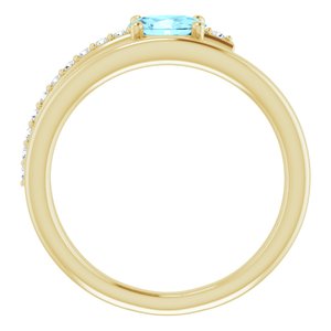 14K Yellow Gold Natural Aquamarine & 1/8 CTW Natural Diamond Ring