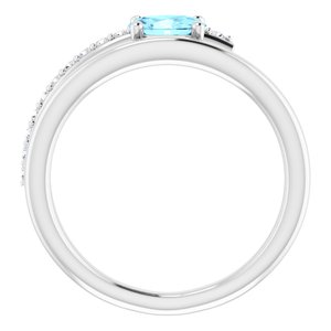 Platinum Natural Aquamarine & 1/8 CTW Natural Diamond Ring