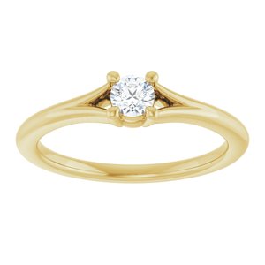 14K Yellow Gold Natural White Sapphire Youth Solitaire Ring