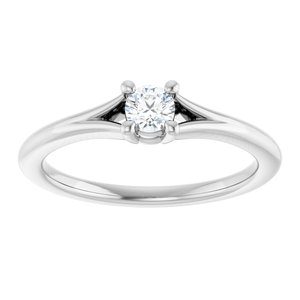 14K White Gold 1/10 CT Natural Diamond Youth Solitaire Ring