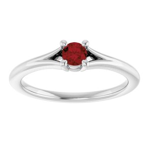 Sterling Silver Imitation Mozambique Garnet Youth Solitaire Ring
