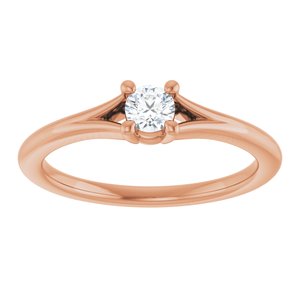 14K Rose Gold Natural White Sapphire Youth Solitaire Ring