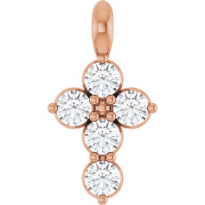 14K Rose Gold 1/6 CTW Natural Diamond Cross Pendant