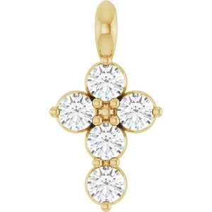 14K Yellow Gold 1/6 CTW Natural Diamond Cross Pendant