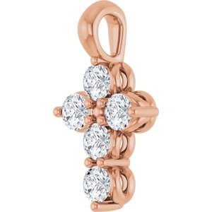 14K Rose Gold 1/6 CTW Natural Diamond Cross Pendant