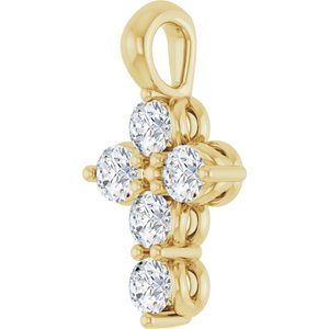 14K Yellow Gold 1/6 CTW Natural Diamond Cross Pendant
