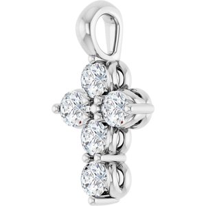 Sterling Silver 1/6 CTW Natural Diamond Cross Pendant