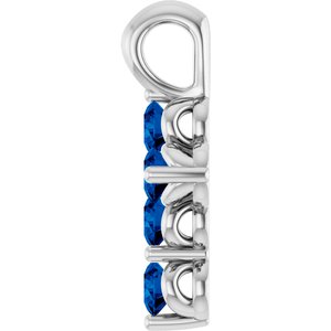 Platinum Lab-Grown Blue Sapphire Cross Pendant