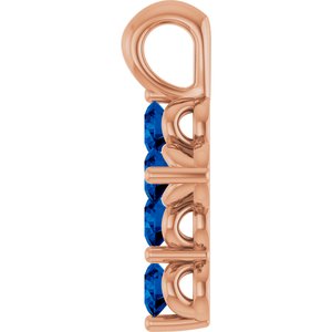 14K Rose Gold Lab-Grown Blue Sapphire Cross Pendant