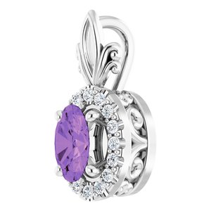 Platinum Natural Amethyst & .08 CTW Natural Diamond Pendant