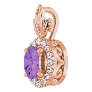 14K Rose Gold Natural Amethyst & .08 CTW Natural Diamond Pendant