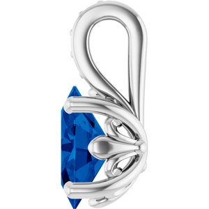14K White Gold Lab-Grown Sapphire Pendant