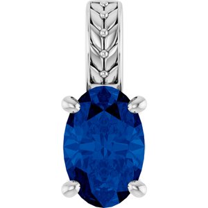 14K White Gold Lab-Grown Sapphire Pendant