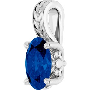 14K White Gold Lab-Grown Sapphire Pendant