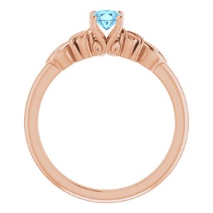 14K Rose Gold Natural Aquamarine & .02 CTW Natural Diamond Ring
