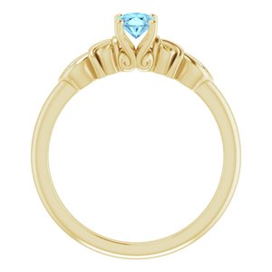 14K Yellow Gold Natural Aquamarine & .02 CTW Natural Diamond Ring