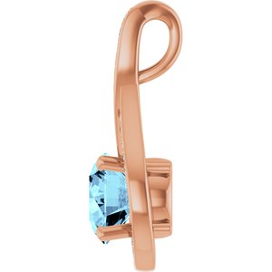 14K Rose Gold Natural Aquamarine & .08 CTW Natural Diamond Pendant