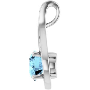 Platinum Natural Aquamarine & .08 CTW Natural Diamond Pendant